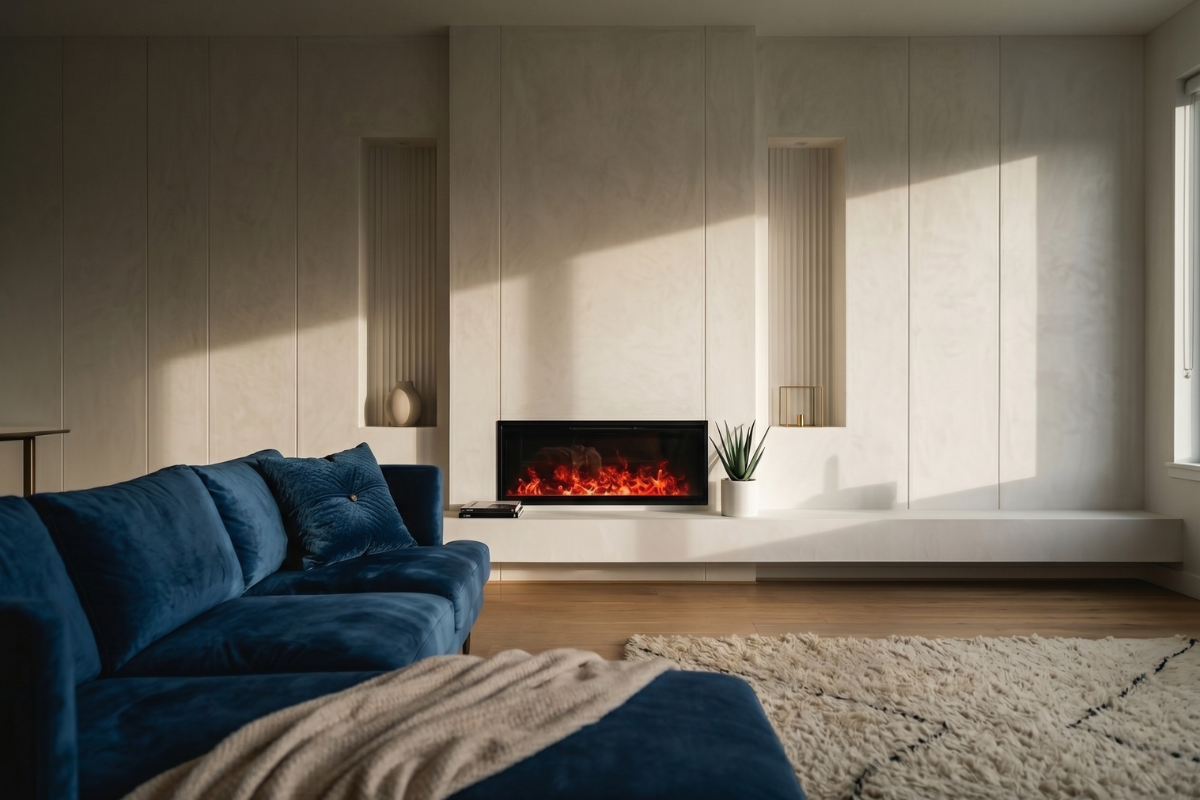 The Art of Ambiance: Designing a Statement Fireplace Wall with Water Vapor